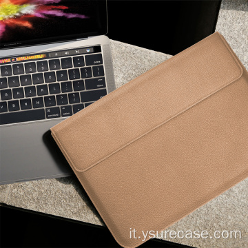 Custodia folio per computer portatile in pelle impermeabile per MacBook